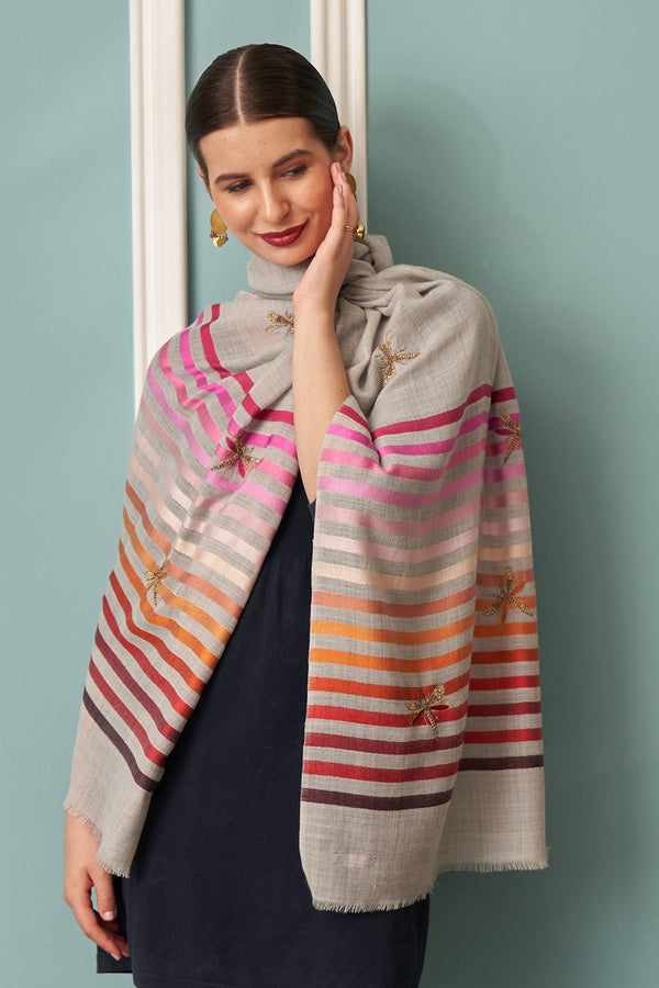 Golden Wings Fine Wool Silk Stripe